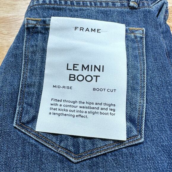 Frame NWT Le Mini Boot Snakeskin Leather Patchwork Front Jeans Size 25 Mid Rise - Picture 7 of 12